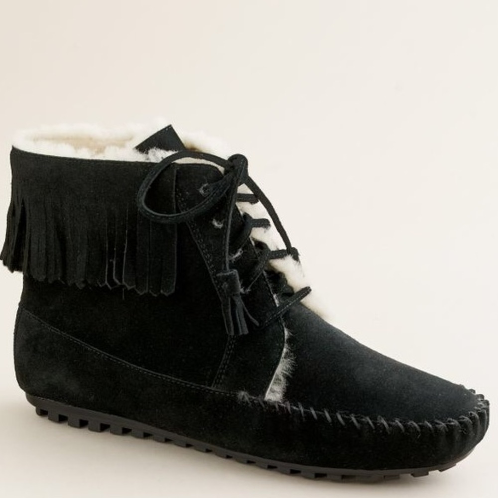 Never worn Minnetonka for J Crew moccasin boots